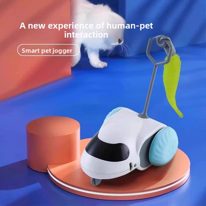 Electric Pet Running Car Feather Teaser Cat Toy for Independent Play