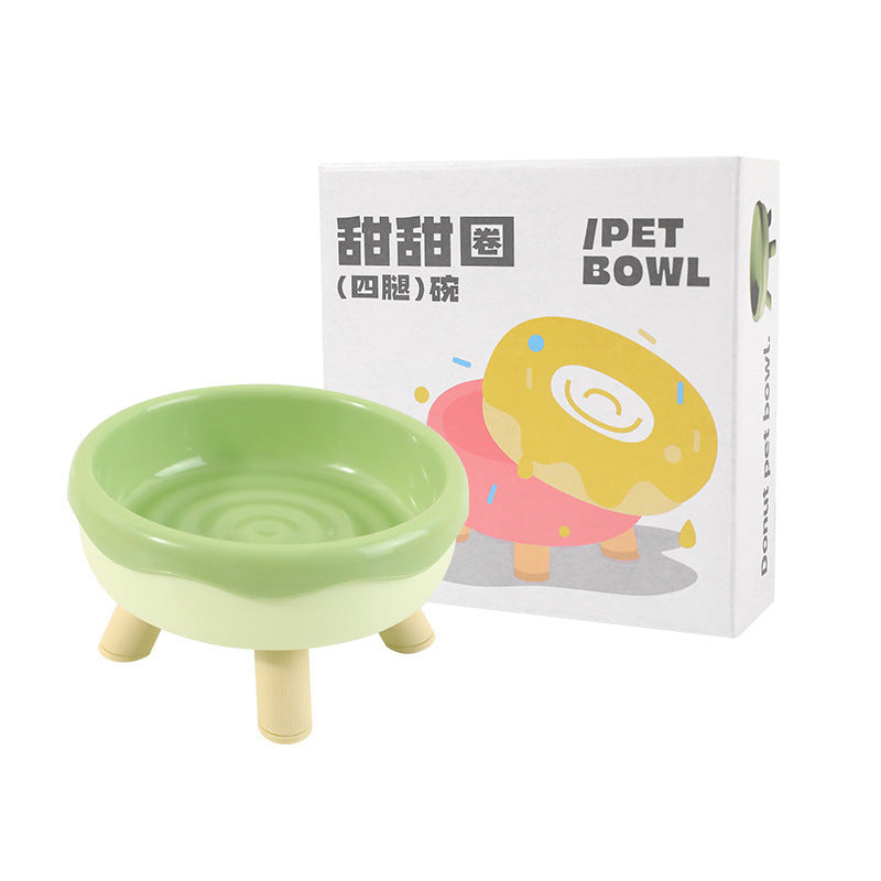 Donut High Raised Dog Bowl Anti Spill Slow Feeder with Neck Support for Large Medium Small Dogs and Cats Pet Food Water Bowl