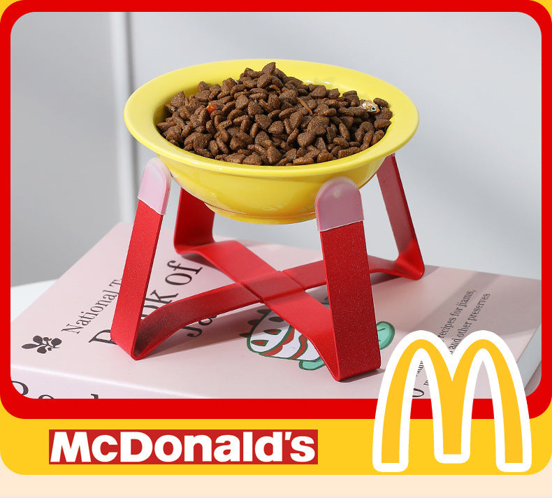 Premium Ceramic Cat Food Bowl Flying Saucer Shape Ergonomic Neck Support Dish for Healthy Eating Anti Choke and Digestive Aid Pet Supplies