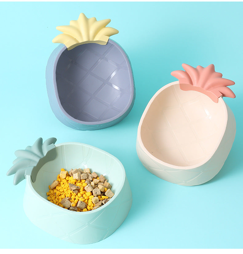INS Aesthetic Pineapple Shaped Pet Dog Food Plastic Bowl
