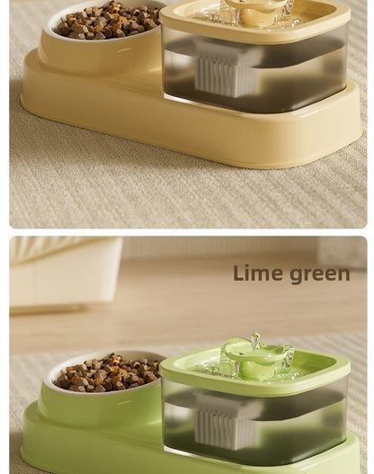 Anti Tip Electric Water Dispenser Cat Bowl with Large Capacity Integrated Circulating Food Water Fountain