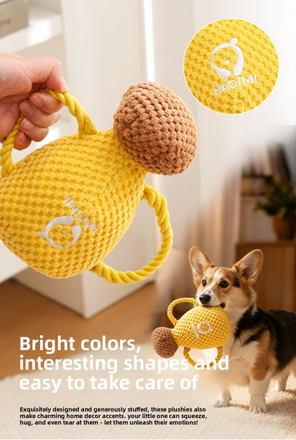 Durable Cotton Rope Dog Chew Toy with Squeaker Sound Interactive Plush Puppy Toys for Boredom Relief and Dental Health Pet Supplies