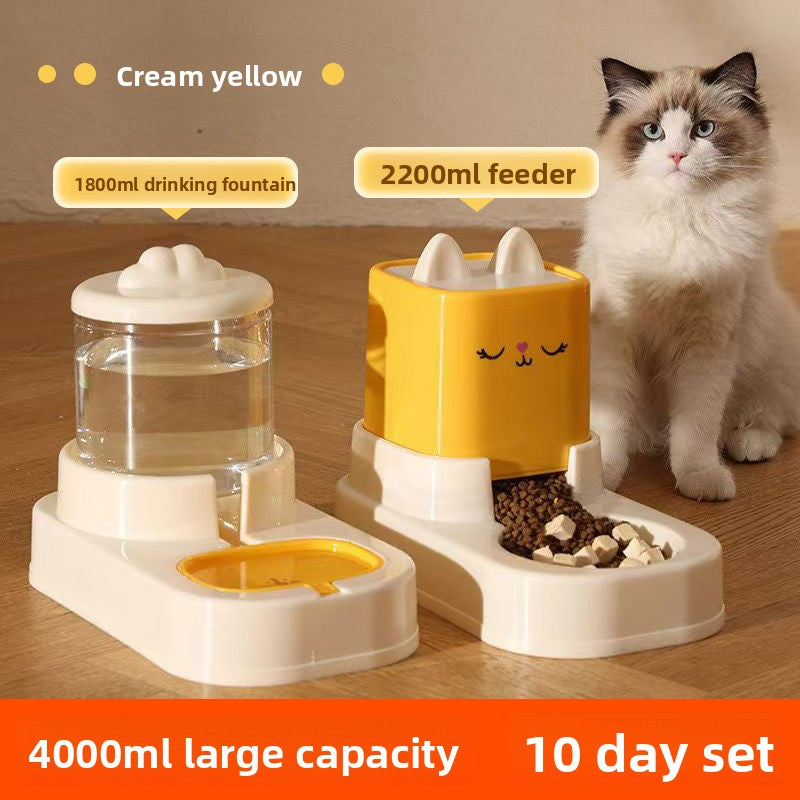 Large Capacity 5L Automatic Pet Feeder and Waterer Combo Adjustable Height Dog Cat Bowl Set with Non Slip Base