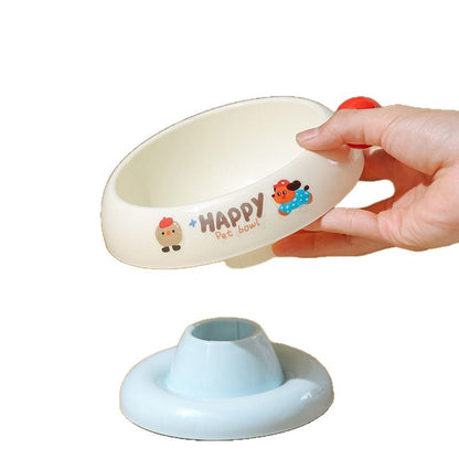 Pet Stainless Steel Cat Bowl Non-Slip Dopamine Color High-Leg Design Anti-Black Chin Cat Food Bowl Neck Protection