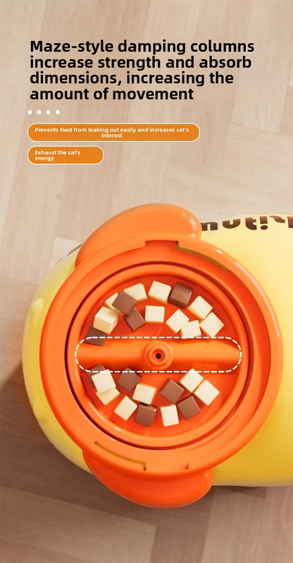 Cat Dog Self-Entertainment Toy: Small Yellow Duck Press-Type Feeder