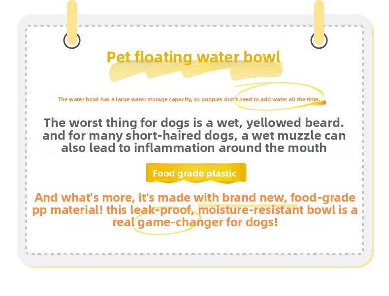 Dog Cat Water Bowl with Non Wet Mouth Floating Basin Buoyancy Neck Protection