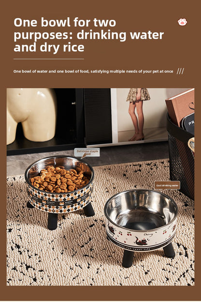 Universal Elevated Pet Food Bowl Cute Design Neck Support Anti Slip Anti Tip Detachable Feeder for Puppies Kittens and Small Pets