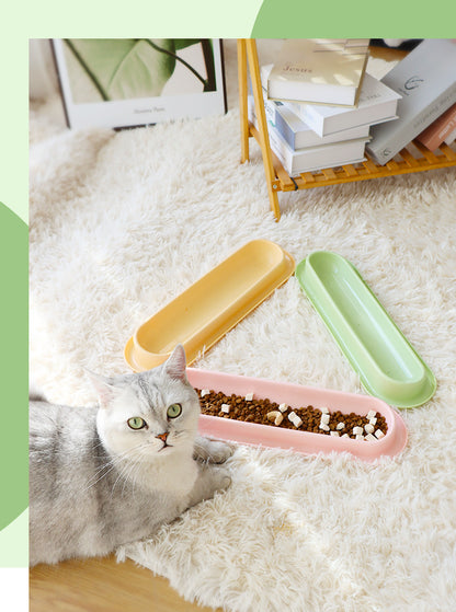 Multi Cat Feeder Long Strip Cat Bowl for Kittens Anti Ant Spill Proof Pet Food and Water Dish Slow Eating Solution
