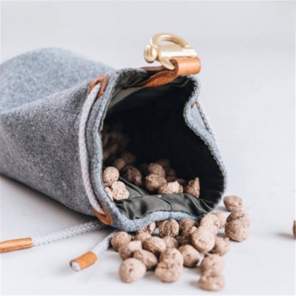 Portable Pet Dog Snack Bag Outdoor Drawstring Canvas Dog Food Bag Dog Supplies