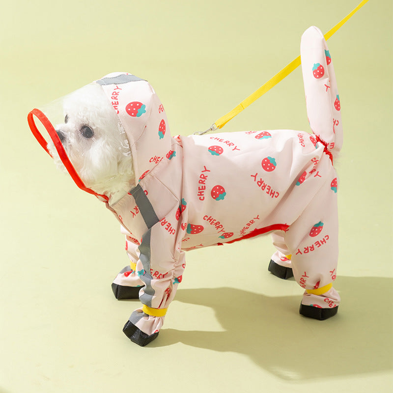 Waterproof Pet Raincoat Full Coverage Four Legged Design for Small and Medium Dogs Summer Outdoor Adventure Cartoon Teddy Dog Clothes