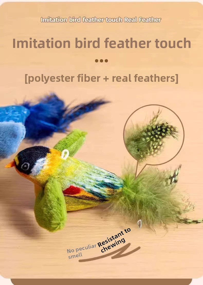 Simulation Bird Sound Cat Toy SelfEntertainment Teaser Wand for EnergyBurning Kitten
