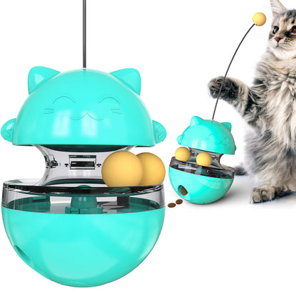 Pet Wholesale Wobble Cat Toy Feeding Ball Self-entertaining Fur Ball Cat Teaser Wand Spinner