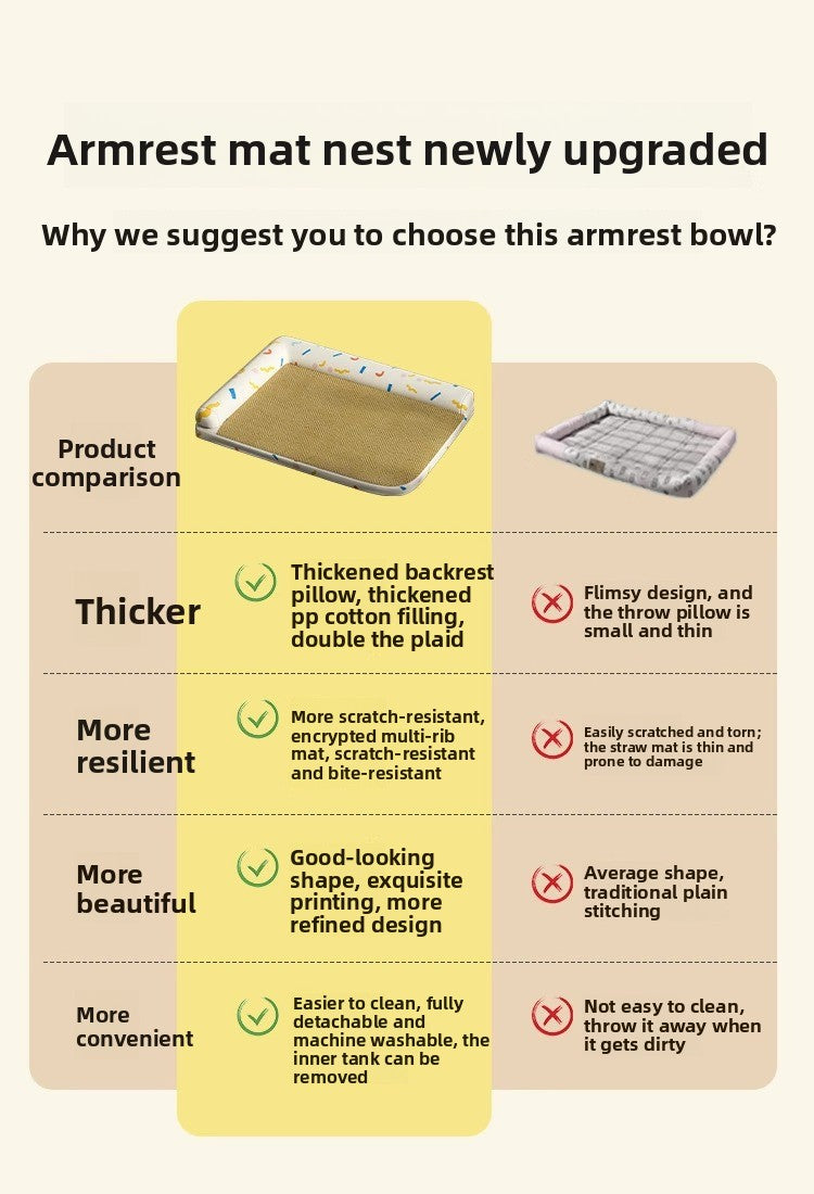 Elevated Cooling Dog Bed Summer Gel Cooling Mat with Neck Protection Removable Washable Cover Thickened Pet Bed for Medium Large Dogs Cats