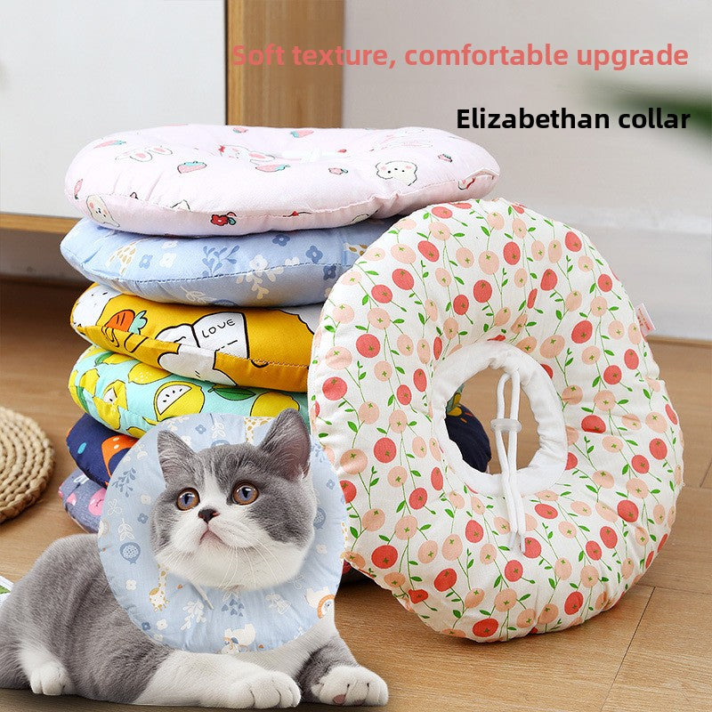 Pet Elizabethan Collar Anti-Bite Anti-Lick Soft Headband Cat Dog Neutering Shame Collar Adjustable Neckband