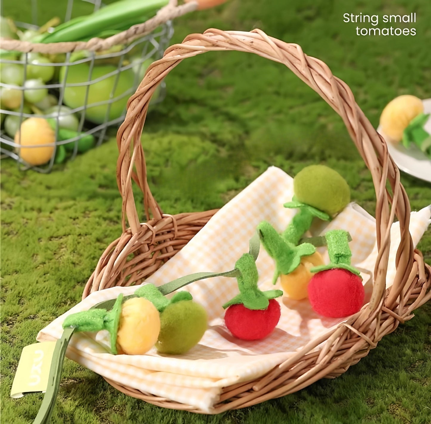 Tomato Shaped Teaser Stick Persimmon String Cat Toy Self Entertainment Boredom Buster with Bell