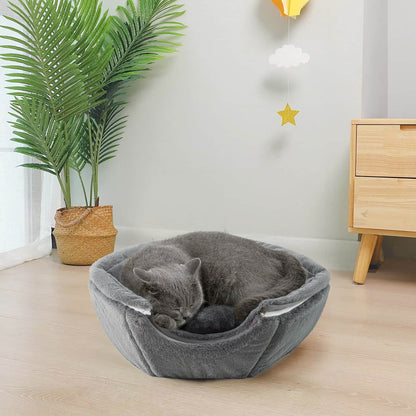 Detachable Foldable Cave Cat Bed Featuring Double Zipper Soft Fur Pad
