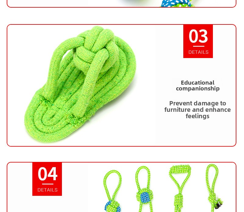 Cotton Rope Dog Toy Set Durable Chew Pet Training Combination
