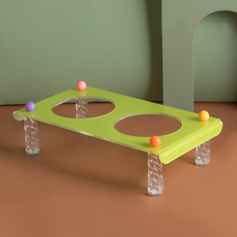 Elevated Dog Bowl with Neck Protection Macaron Series Acrylic Stand Ceramic Cat Food Bowl Non Slip Pet Feeder for Small Medium Dogs Cats