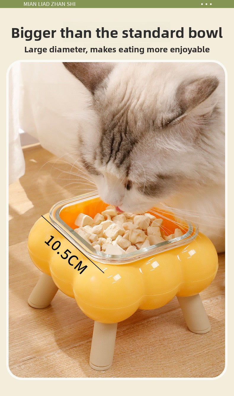 Pipitao Cat Bowl Bubble Glass Design Four Legged High Foot Easy to Clean Pet Feeder