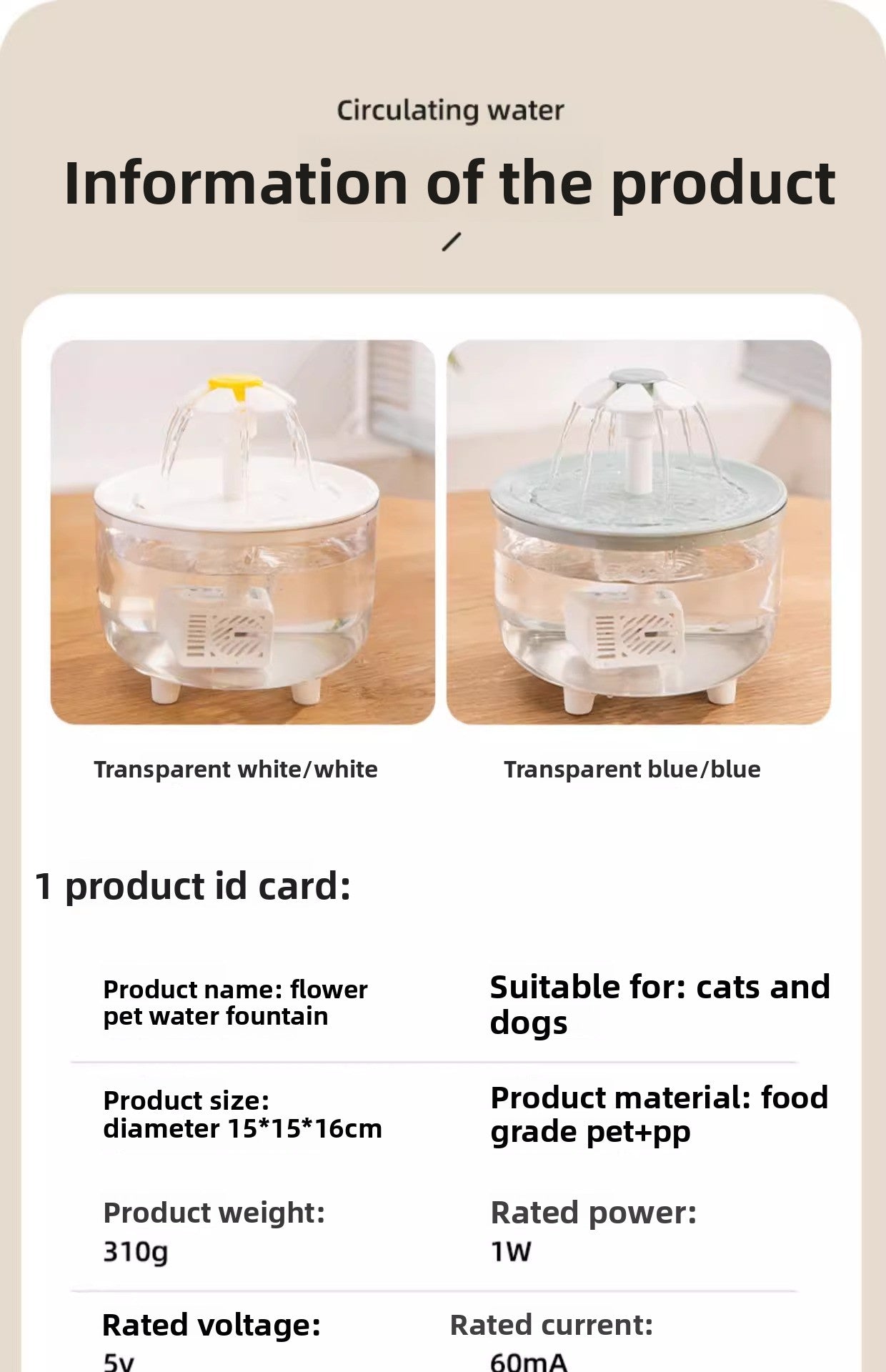 Silent Automatic Cat Water Dispenser Large Capacity Pet Fountain Anti Black Chin Bowl