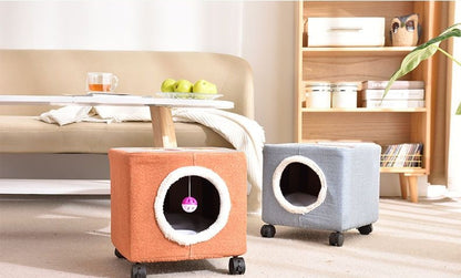 Solid Wood Cat Nest Stool Storage for People and Cats Sharing Cat Supplies Little Kitten House House Four Seasons Warm Cat and Dog Tent