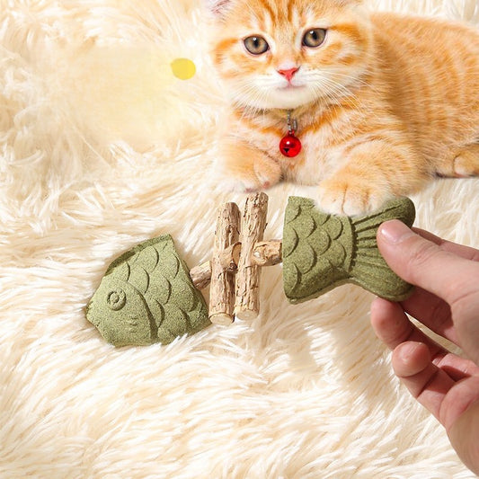 Wooden Fish Bone Teeth Cleaning Stick for Cats