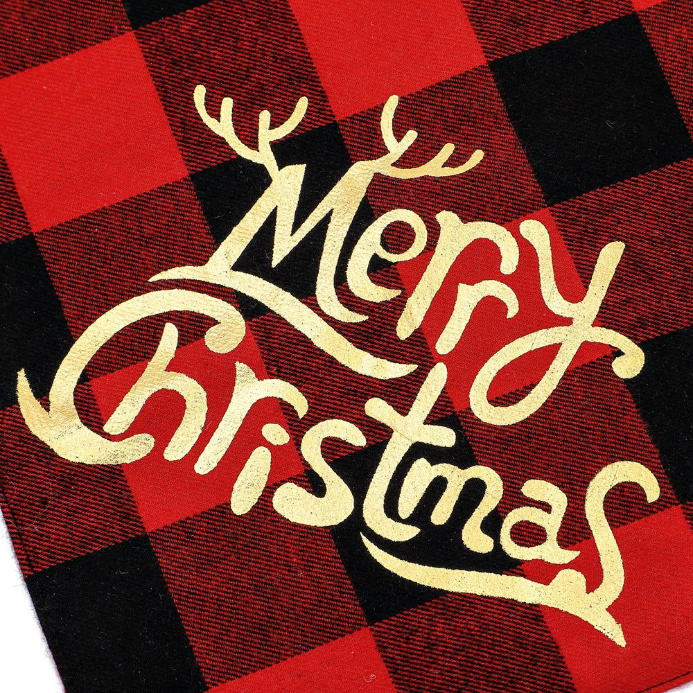 100% Cotton Plaid Pet Bib Triangle Scarf Perfect for Christmas Dog