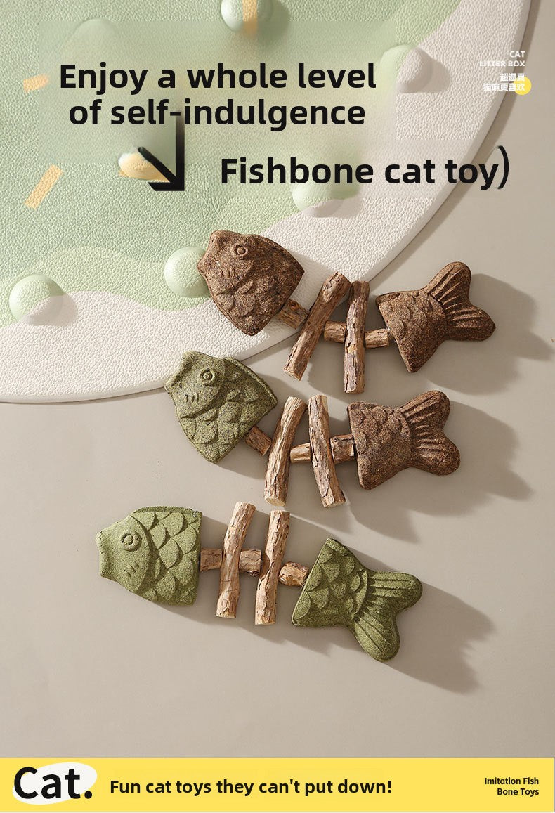 Wooden Fish Bone Teeth Cleaning Stick for Cats