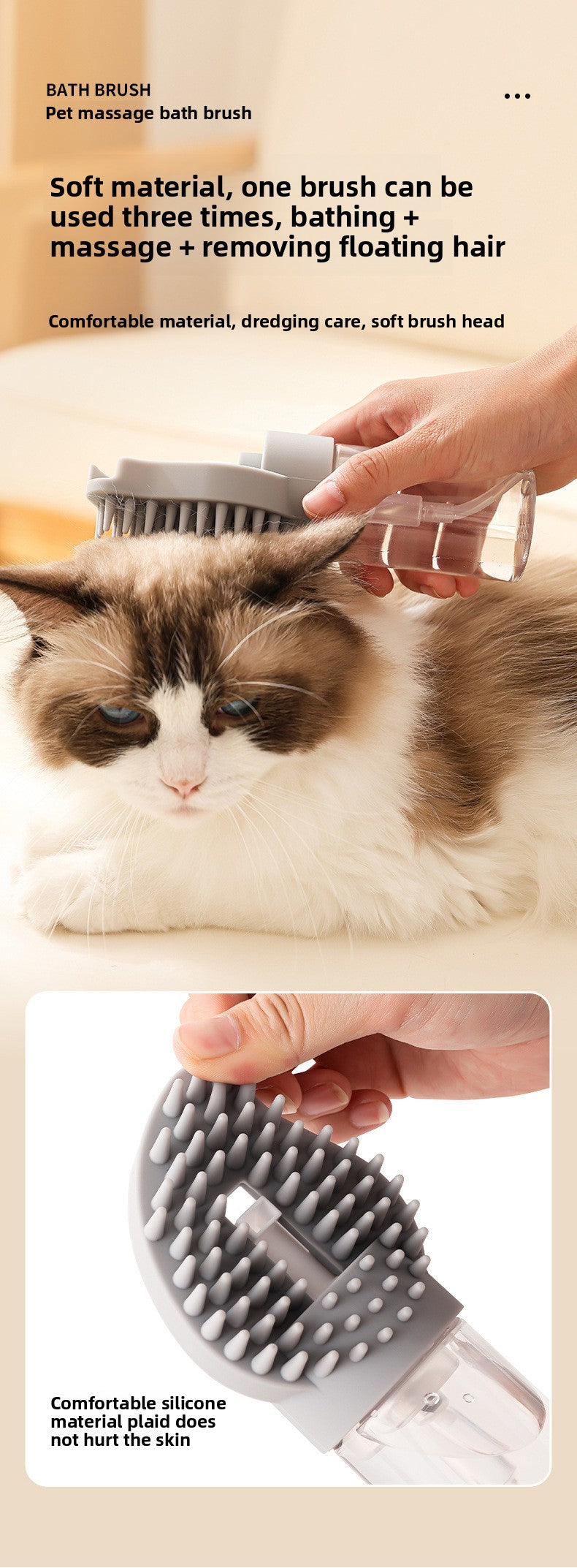 Multifunctional Automatic Foam Silicone Pet Bath Massage Brush for Cats Dogs