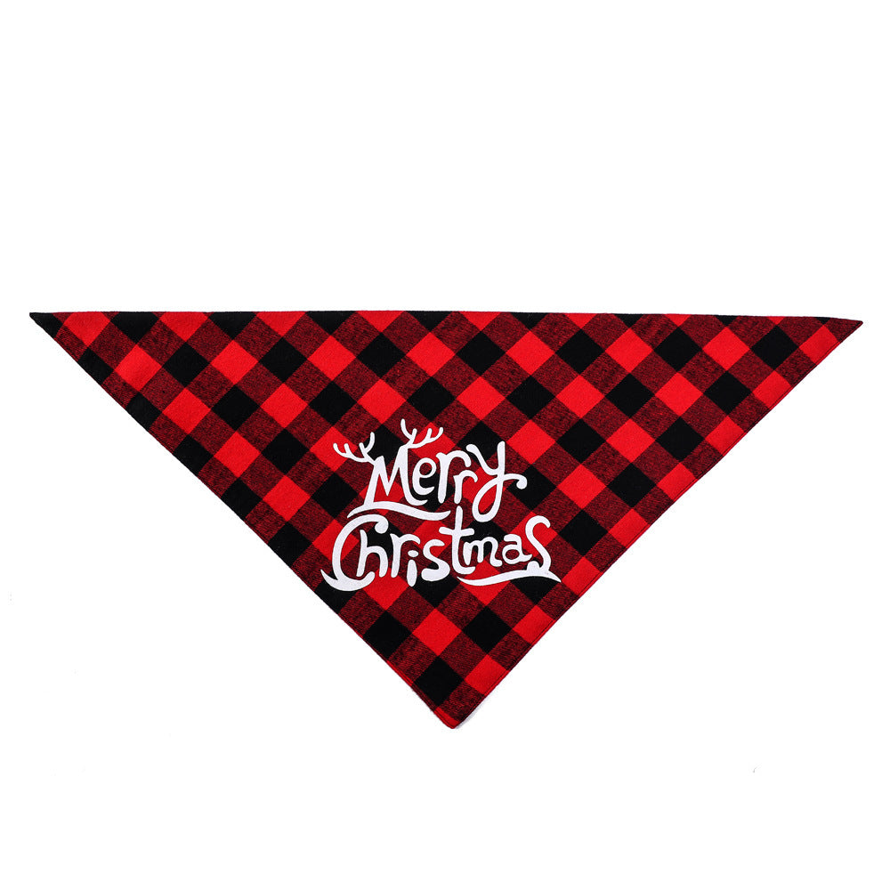 100% Cotton Plaid Pet Bib Triangle Scarf Perfect for Christmas Dog