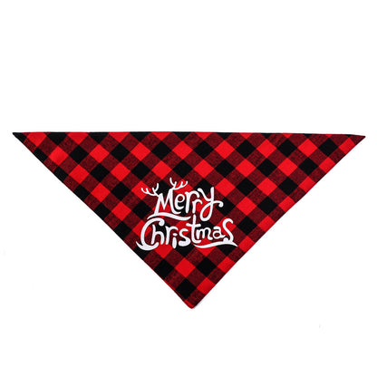100% Cotton Plaid Pet Bib Triangle Scarf Perfect for Christmas Dog