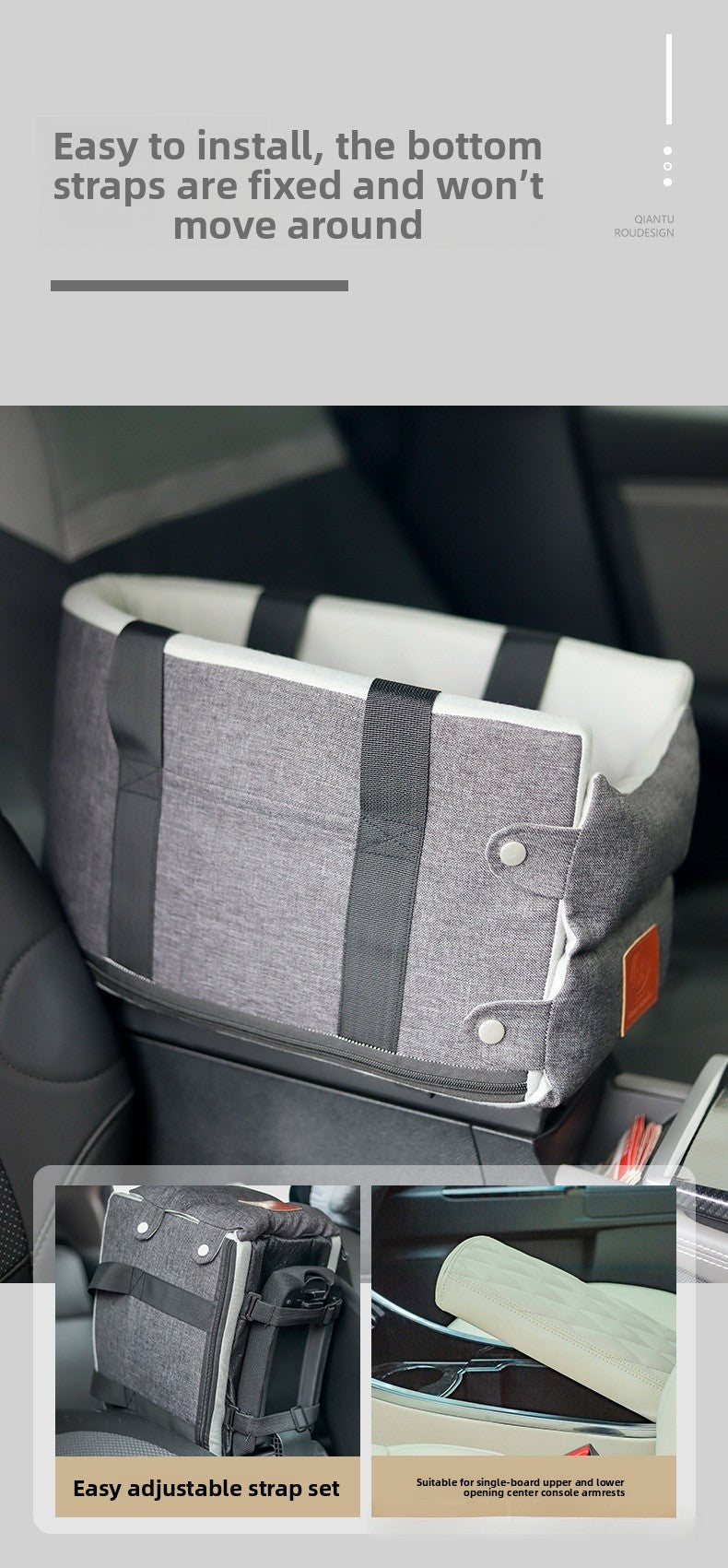 Premium Cat Car Seat Cushion Pet Bed Washable Detachable Safety Travel Carrier for Small Dogs and Cats