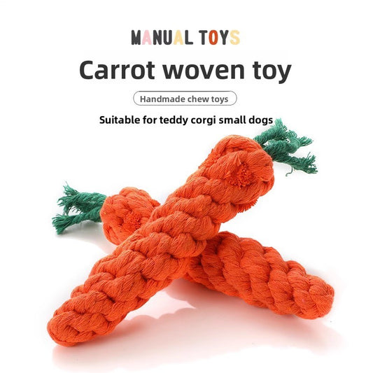 Dog Toy Carrot Knot Design Interactive BiteProof Teeth Cleaning for Small Pets