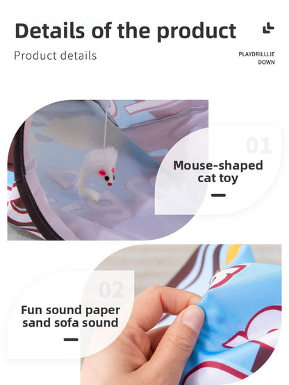 Drill Bag Cat Toy Combo Self Fun Foldable Tunnel Chew Ball Teasing Wand