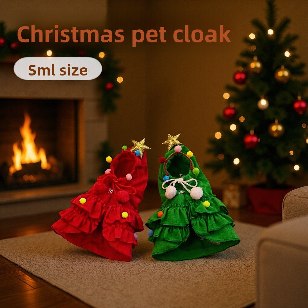 Christmas Holiday Cape Sweater for Pet Dog Cat Transformation Apparel