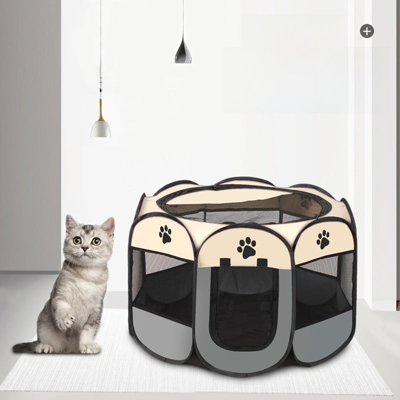 Octagonal Pet Playpen Pet Tent Oxford Cloth Scratch-Resistant Foldable Dog Cage Dog Cat Delivery Room Dog House Cat House