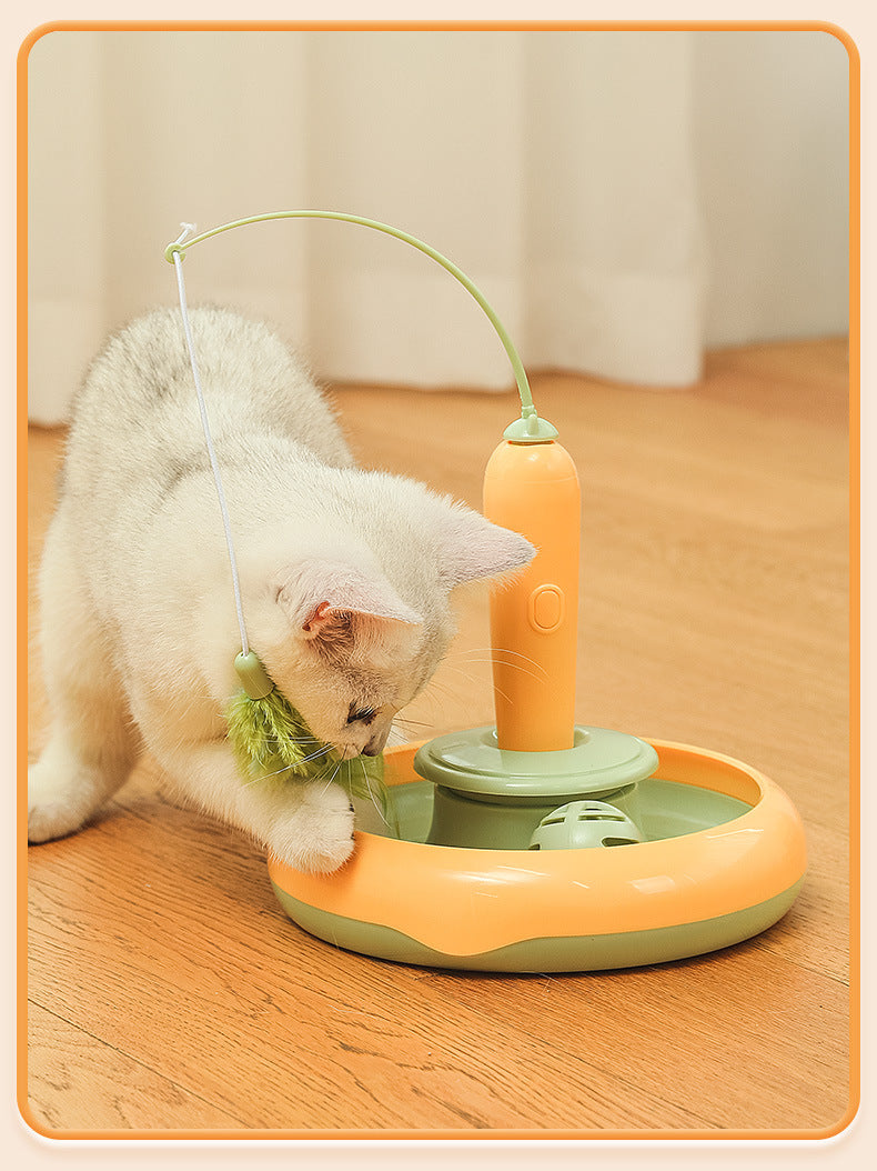 Pet Toy Electric Cat Toy Rotating Cat Teaser Wand Flying Feather Interactive Cat Toy