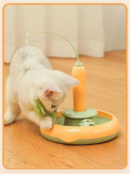 Pet Toy Electric Cat Toy Rotating Cat Teaser Wand Flying Feather Interactive Cat Toy
