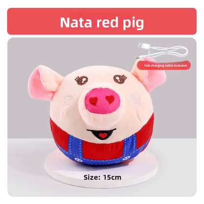 Plush Electric Jumping Ball Dog Toy Self Entertainment Sound for Puppy Teething Durable Corgi Chew