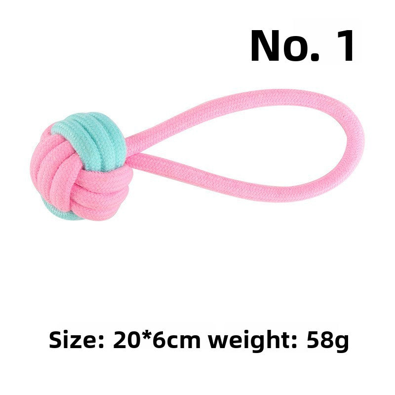 Pink Blue Combination Pet Cotton Rope Knot Toy for Tough Chewing Dogs