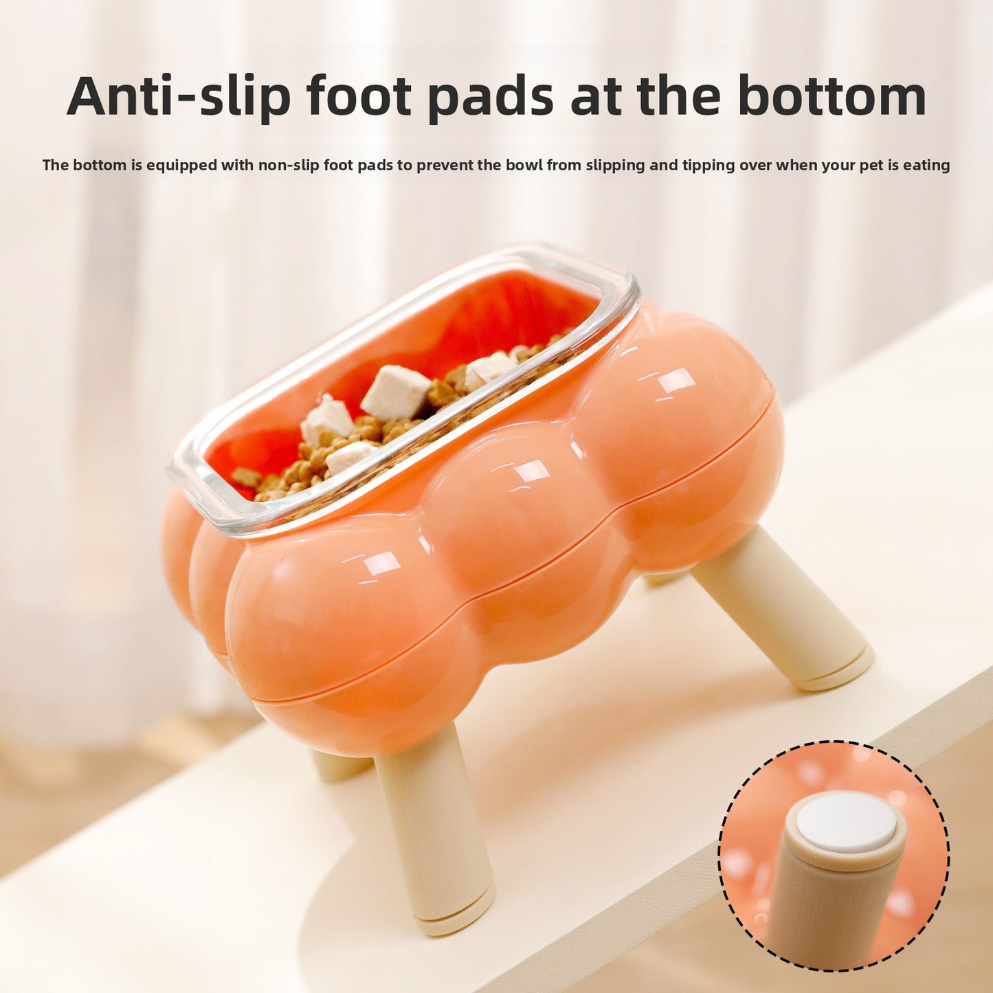 Pipitao Cat Bowl Bubble Glass Design Four Legged High Foot Easy to Clean Pet Feeder