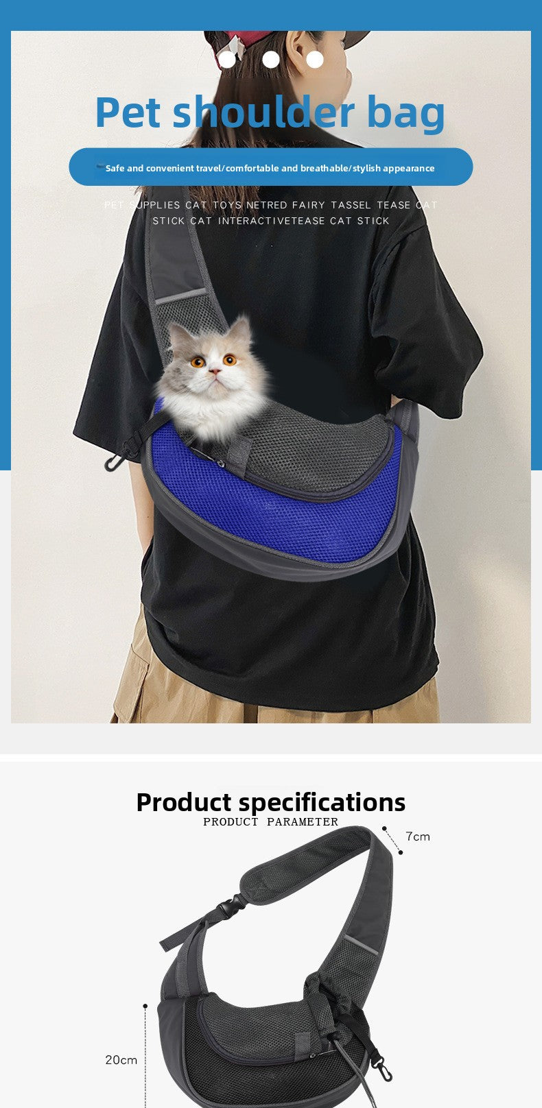 Crossbody Cat Bag Breathable Mesh Pet Shoulder Portable Outings