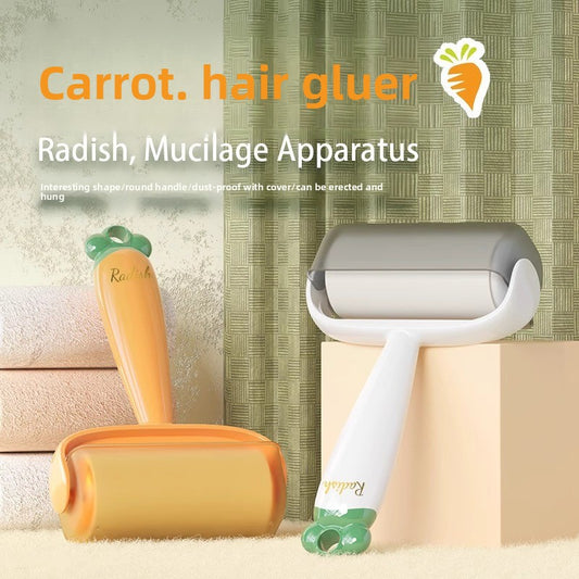 Tearable Carrot Lint Roller Strong Brush for Clothes Pet Hair with Replaceable Paper