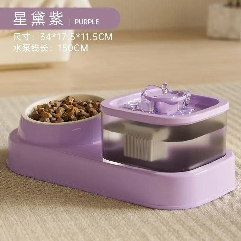 Large capacity water dispenser cat bowl circulating water and food integrated bowl