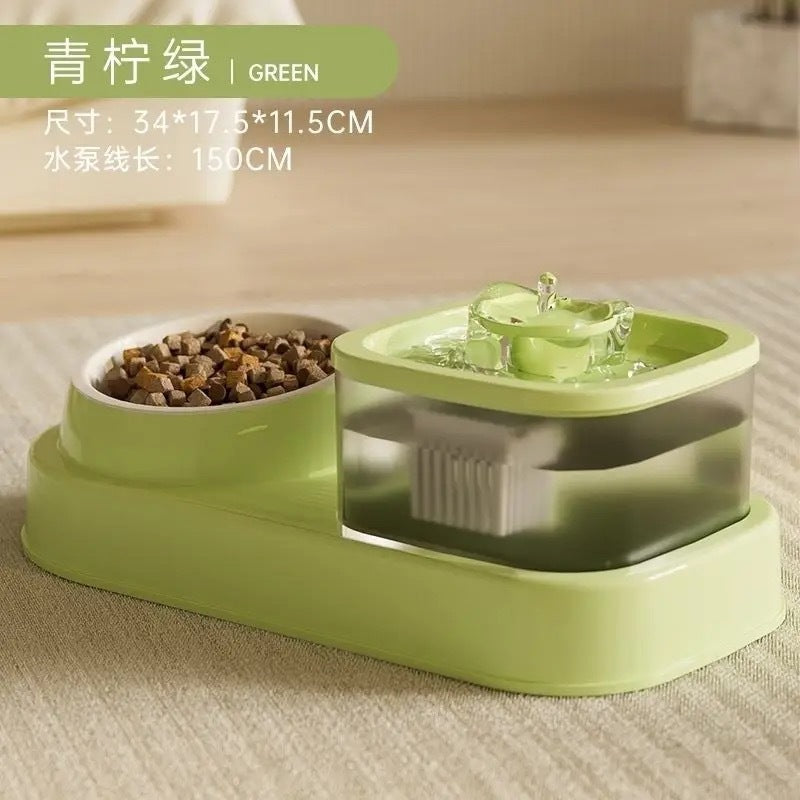 Large capacity water dispenser cat bowl circulating water and food integrated bowl