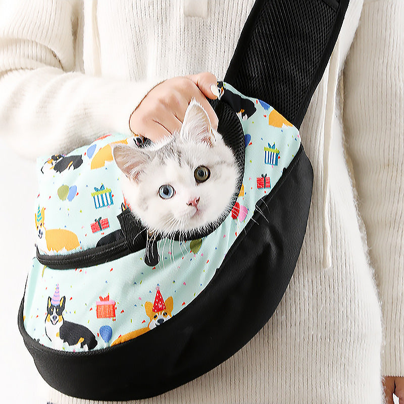 Pet bag Pet shoulder bag Stylish breathable oblique straddle cat bag