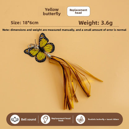 Realistic Bird Feather Bell Replacement Head for Cat Teaser Wand Pet Toy