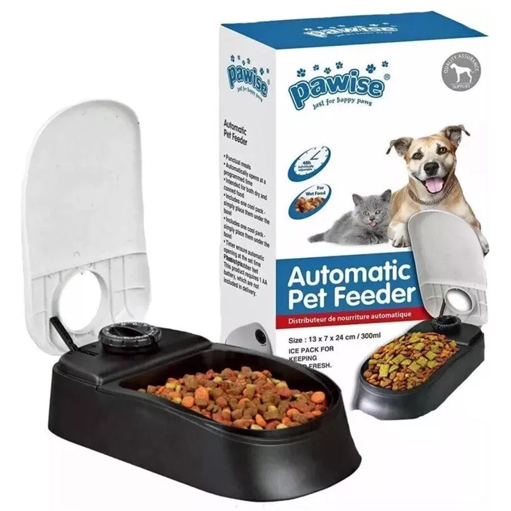 Pet Auto Food Feeder Rotating Button Timed Dispenser for Wet Dry with Ice