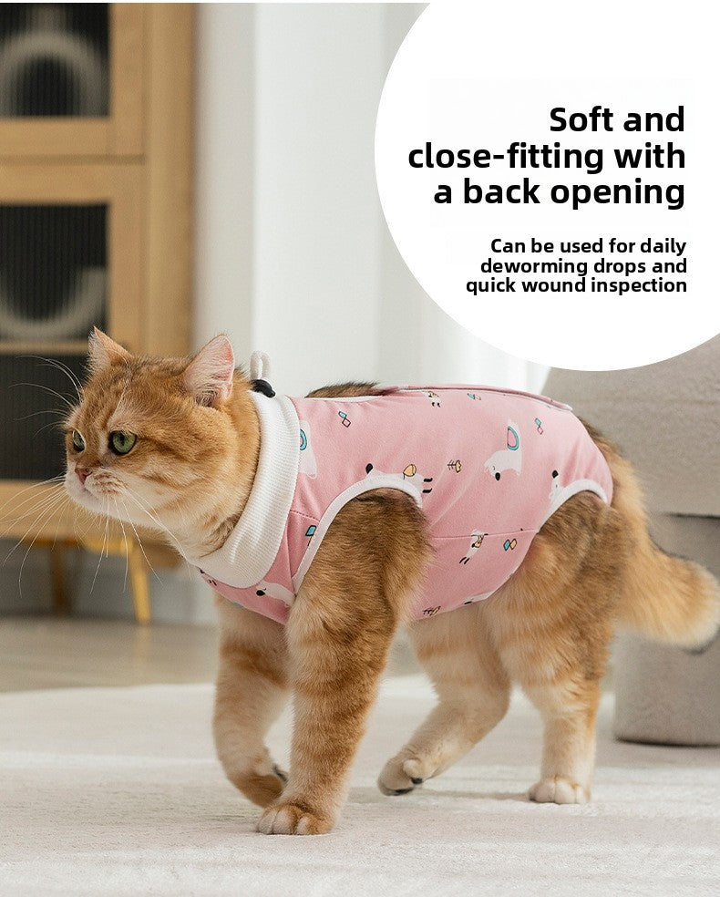 Post Surgery Cat Recovery Suit for Female Cats Anti Lick Cone Alternative Soft Breathable Pet Surgical Suit Spay Neuter Recovery