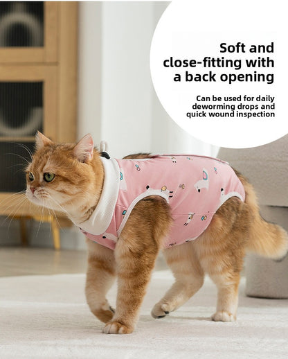 Post Surgery Cat Recovery Suit for Female Cats Anti Lick Cone Alternative Soft Breathable Pet Surgical Suit Spay Neuter Recovery
